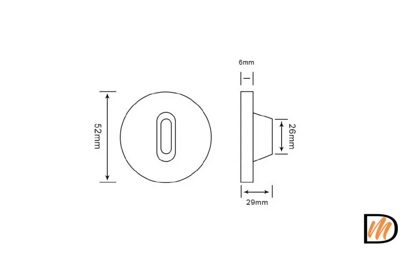 RAP WC SLIM-R SC, завёртка сантехническая на круглой розетке 6 мм, цвет - мат.хром