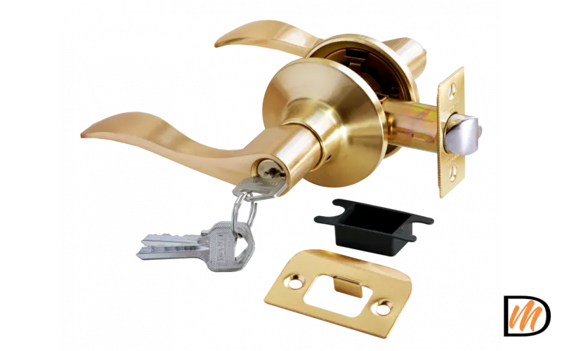 HK-03 L SG, ручка нажимная, комплект с механизмом ключ-фиксатор, цвет - матовое золото