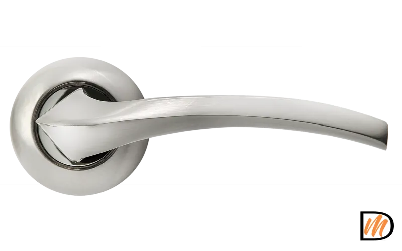 RAP 20 SN/CP, ручка дверная на круглой розетке 10 мм, цвет - бел. никель/хром