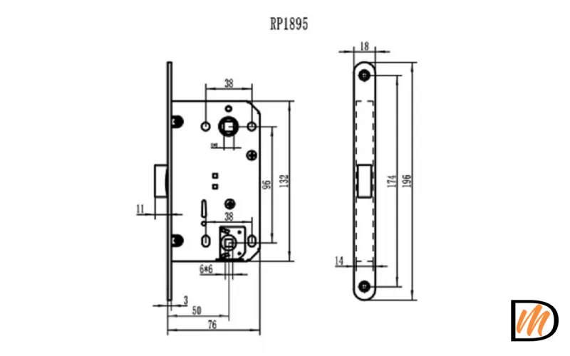 RP1895 AB, защелка бесшумная многофункциональная, цвет - античная бронза