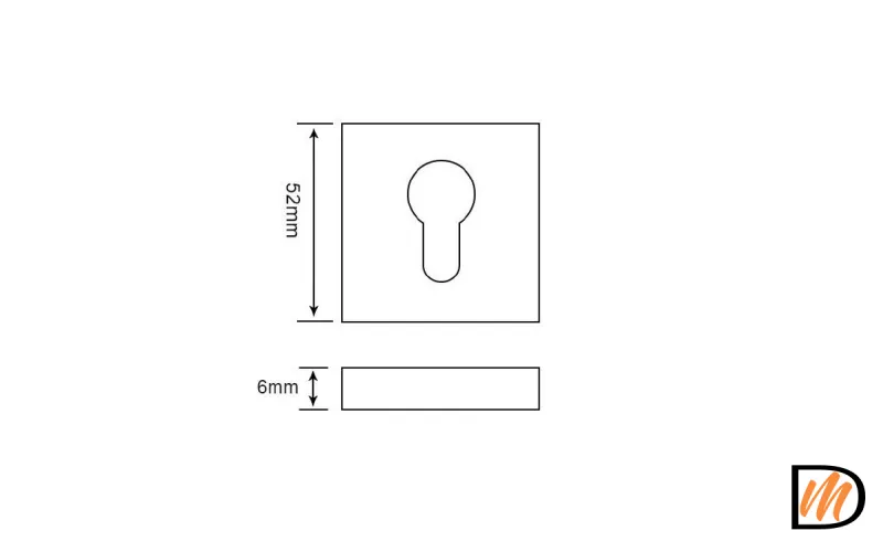 RAP KH SLIM-S BL, накладка на евроцилиндр на квадратной розетке 6 мм, цвет - черный