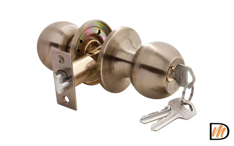 HK-01 L AB, ручка-шар, комплект с механизмом ключ-фиксатор, цвет - античная бронза