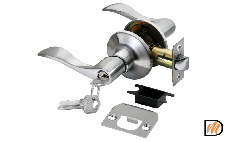 HK-02 L PC, ручка нажимная, комплект с механизмом ключ-фиксатор, цвет - хром