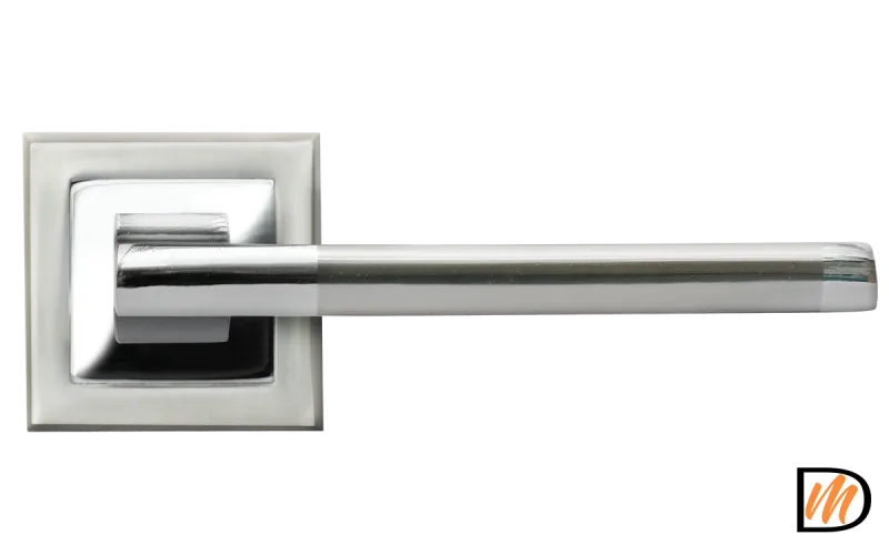 RAP 17-S SN/CP, ручка дверная на квадратной розетке 10 мм, цвет - бел. никель/хром