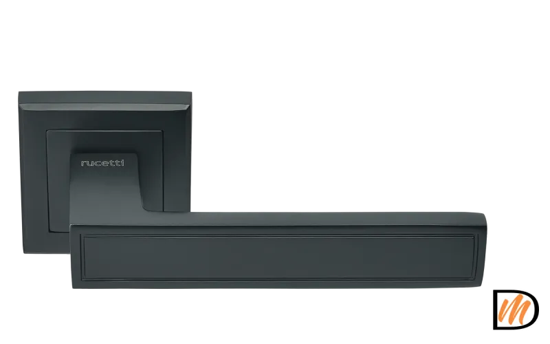 RAP 23-S BL, ручка дверная на квадратной розетке 10 мм, цвет - черный