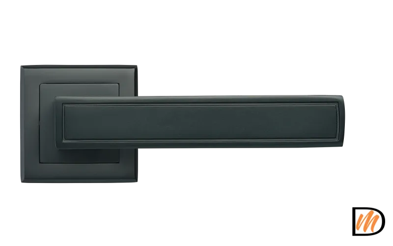 RAP 23-S BL, ручка дверная на квадратной розетке 10 мм, цвет - черный