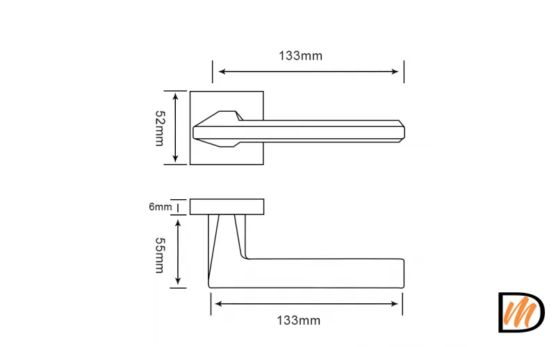 RAP 30 SLIM-S SC, ручка дверная на квадратной розетке 6 мм, цвет - мат.хром