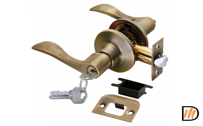 HK-03 L MAB, ручка нажимная, комплект с механизмом ключ-фиксатор, цвет - мат. античная бронза