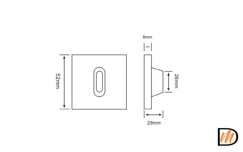 RAP WC SLIM-S SC, завёртка сантехническая на квадратной розетке 6 мм, цвет - мат.хром